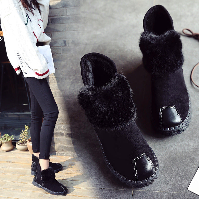 "Chic Warmth: Hot Saleswomen's Natural Fox Fur Snow Boots – High-Quality Genuine Cow Leather Winter Ankle Boots for Fashionable Comfort"