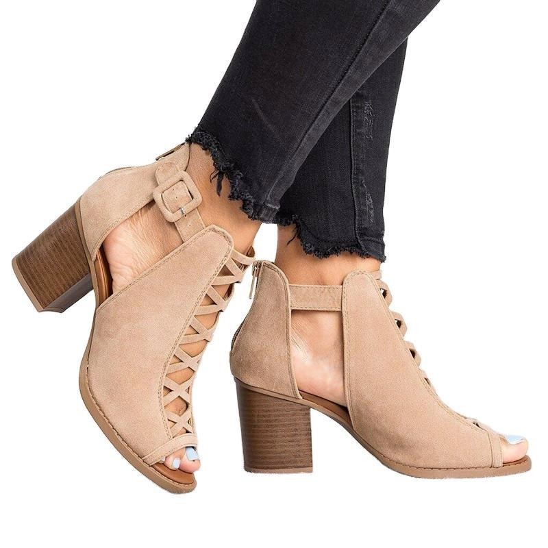 Sexy Casual Rome Ankle Boots Ladies Sandals Women's Shoes Middle High Heels