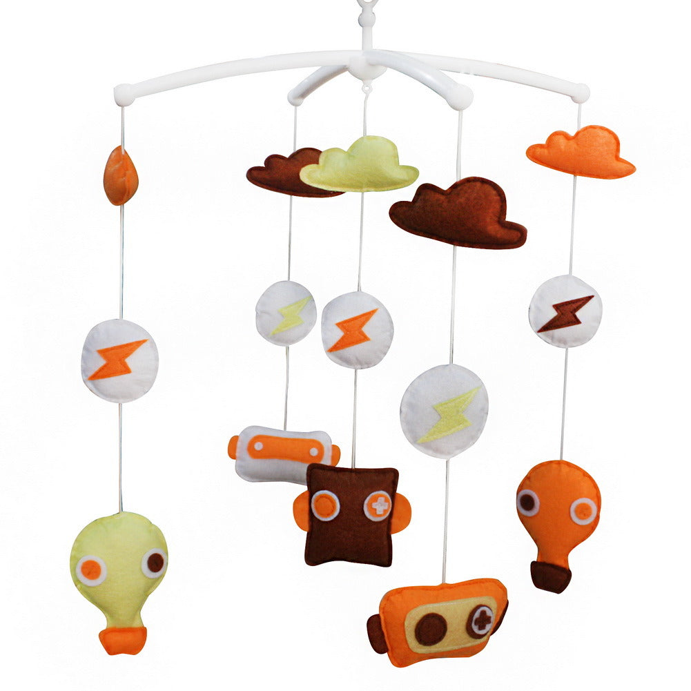 Orange Monsters Robots Baby Crib Mobile Halloween Decor Musical Crib Mobile