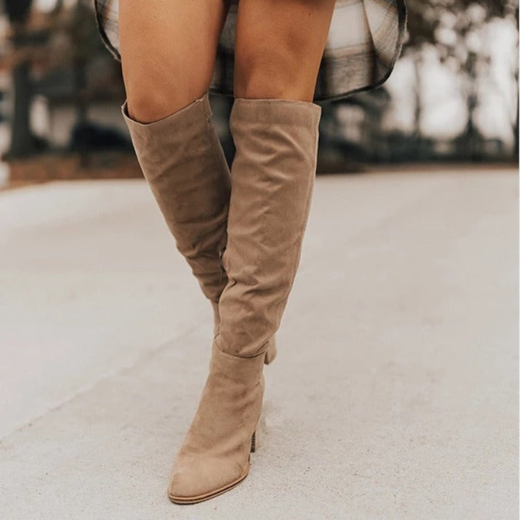 High Side Zipper Over The Knee Boots