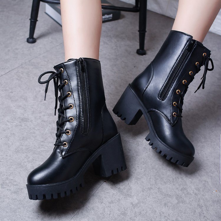 High Top Motorcycle Autumn Winter Shoes Woman Snow Boots