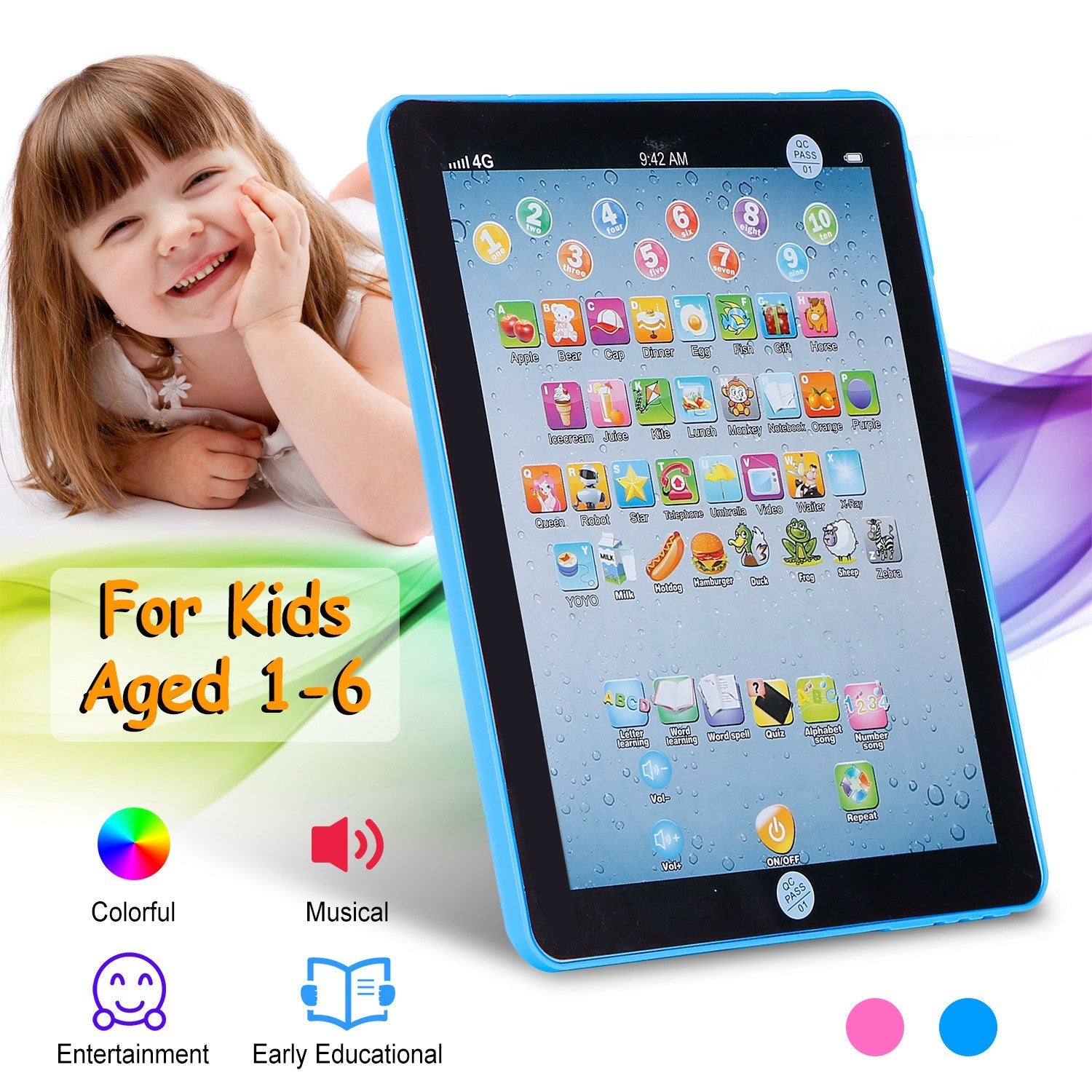 Baby Learning Tablet Educational Mini Pads Toys Touch Learn Toddler Tablet For ABC Numbers Words Gift