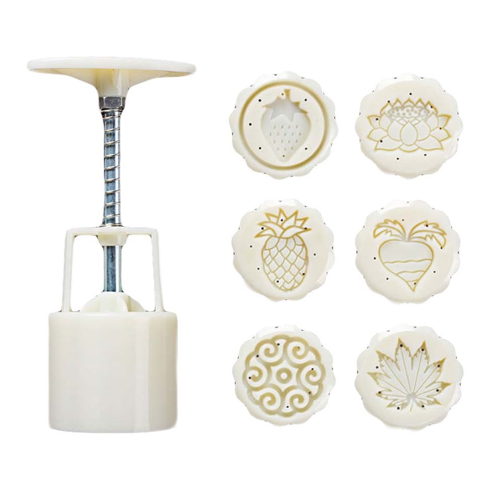6 Stamps Round Baking Molds Plastic Moon Cake Mold Baking Tools 50G