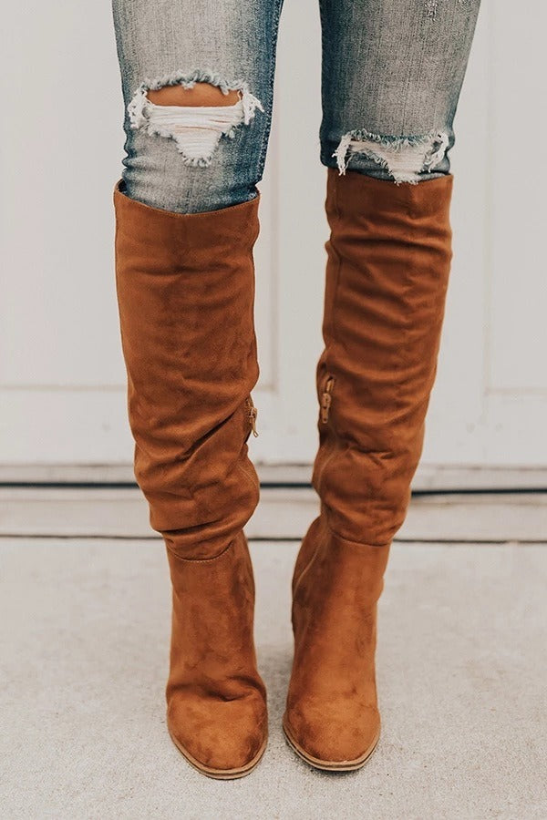 High Side Zipper Over The Knee Boots