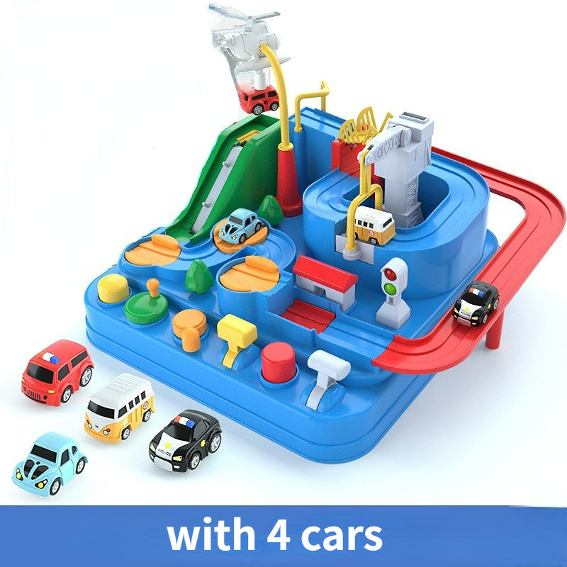 Kids Race Track Toys For Boy Car Adventure Toy For 3 4 5 6 7 Years Old Boys Girls; Puzzle Rail Car; City Rescue Playsets Magnet Toys W/ 4 Mini Cars; Preschool Educational Car Games Gift Toys