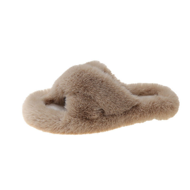 Plush Furry Warm Cozy Open Toe Fluffy Home Shoes Comfy Winter Indoor Outdoor Slip On Breathable