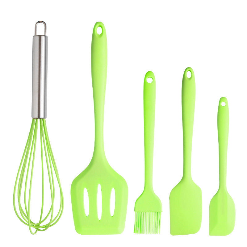 The manufacturer supplies silica gel kitchenware set; scraper; 5-piece baking tool set; pot; spatula; cooking spoon