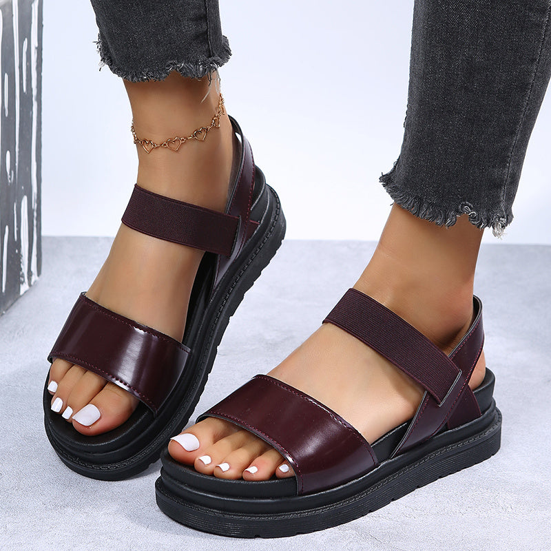 Summer Comfort Wedge Buckle New Black Multicolored Girls Sandals