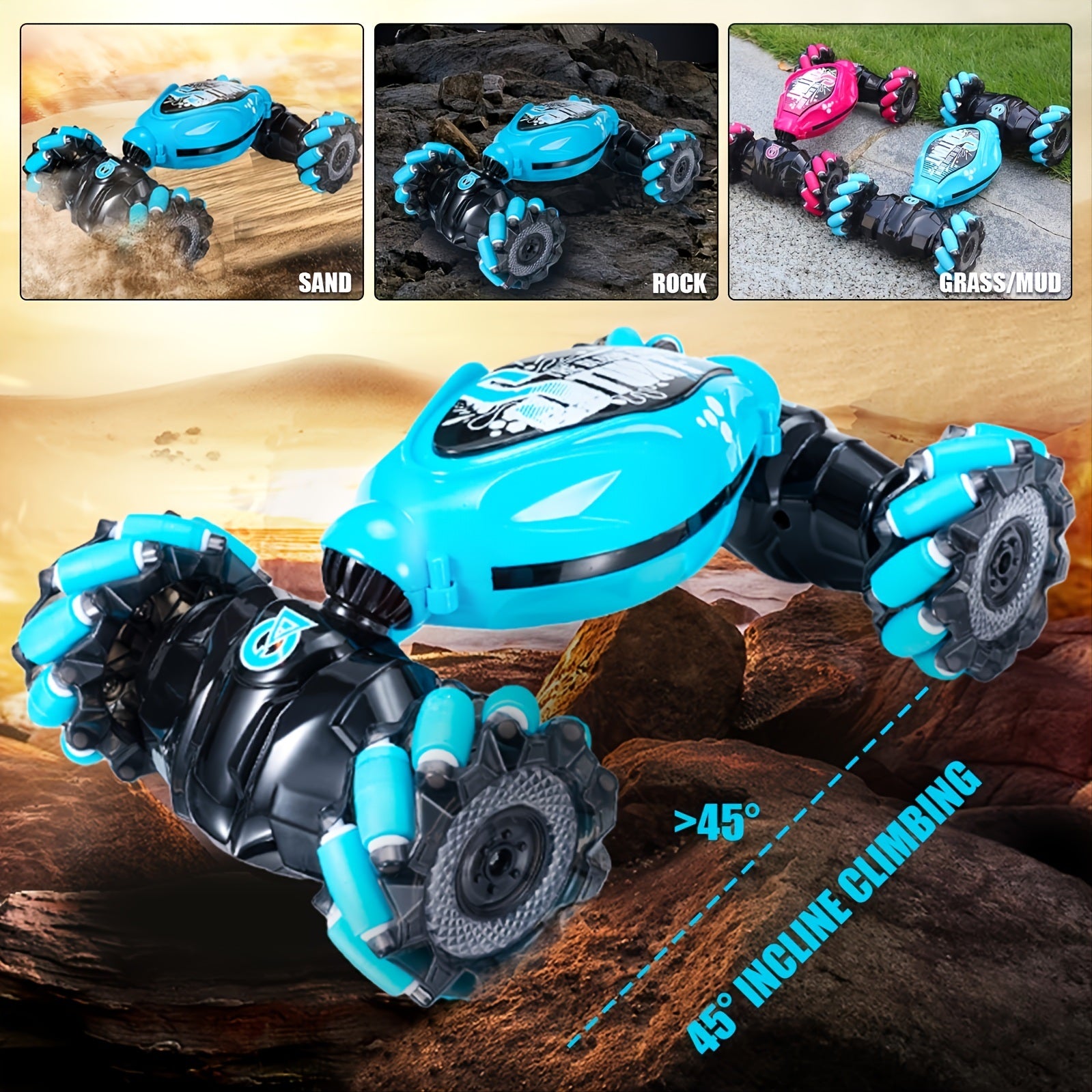 Gesture RC Car; 4WD 2.4G Remote Control Car Foe Boys And Adults; Hand Controlled RC Car; All Terrains Monster Trucks For Boys Gusture RC Stunt Car 360° Flips Gift For Age 4-12 With Light Music