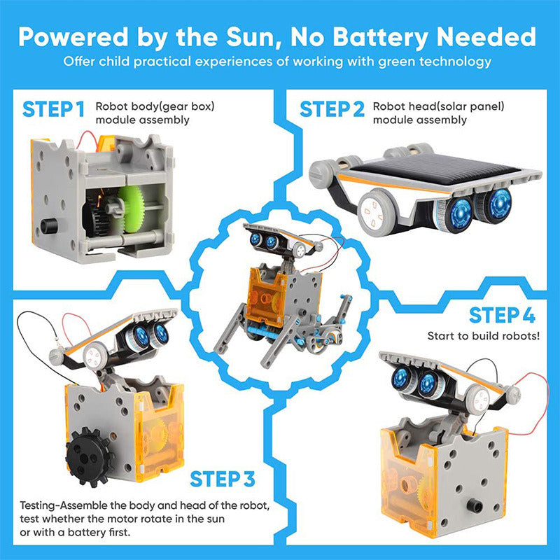 STEM Solar Robot Kit For Kids; 12-in-1 Educational STEM Science Experiment Toys; Solar Powered Building Kit DIY For 8 9 10 11 12 13 Years Old Boys & Girls Kids Toy