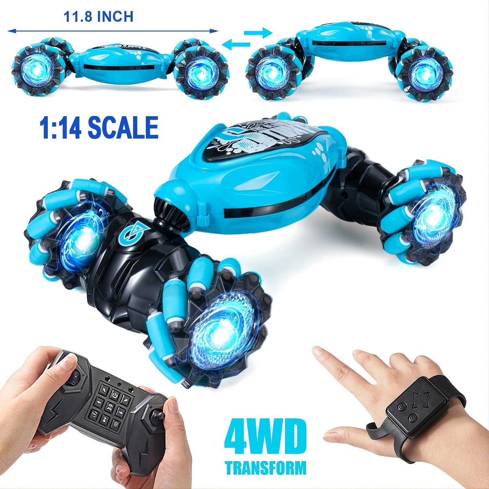 Gesture RC Car; 4WD 2.4G Remote Control Car Foe Boys And Adults; Hand Controlled RC Car; All Terrains Monster Trucks For Boys Gusture RC Stunt Car 360° Flips Gift For Age 4-12 With Light Music