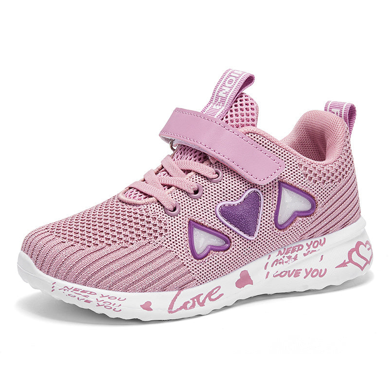 Kids Casual Shoes For Girls Light Mesh Sneakers Kids Autumn Children Fashion Tenis Cute Sport Female Running Sock Footwear