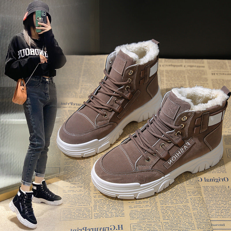 Stay Fashionable and Cozy with Women's Comfort Winter Snow Boots - Warm Plush Lining, Ankle Height, and Platform Design