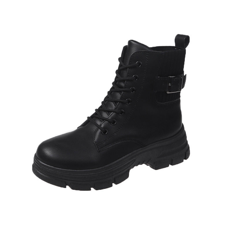 PU Ankle Boots Winter Elastic Black Boots Comfortable Boots