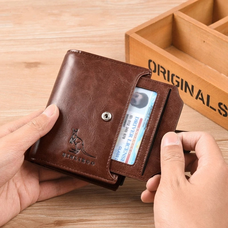 Men's Coin Purse Wallet RFID Blocking Man Leather Wallet Zipper Business Card Holder ID Money Bag Wallet Male