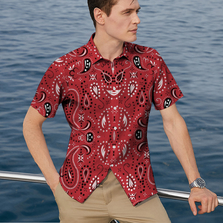 Men's Summer Lapel T-Shirt Shirts Hawaiian Short Sleeve Shirts short sleeve
