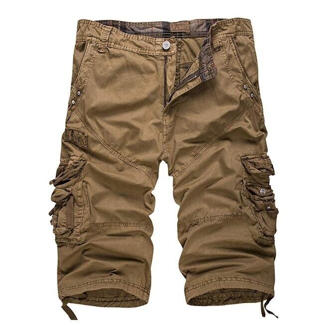 Men's Casual Short Pants Cotton Slim Multi-Pocket Cargo Shorts Outdoor
