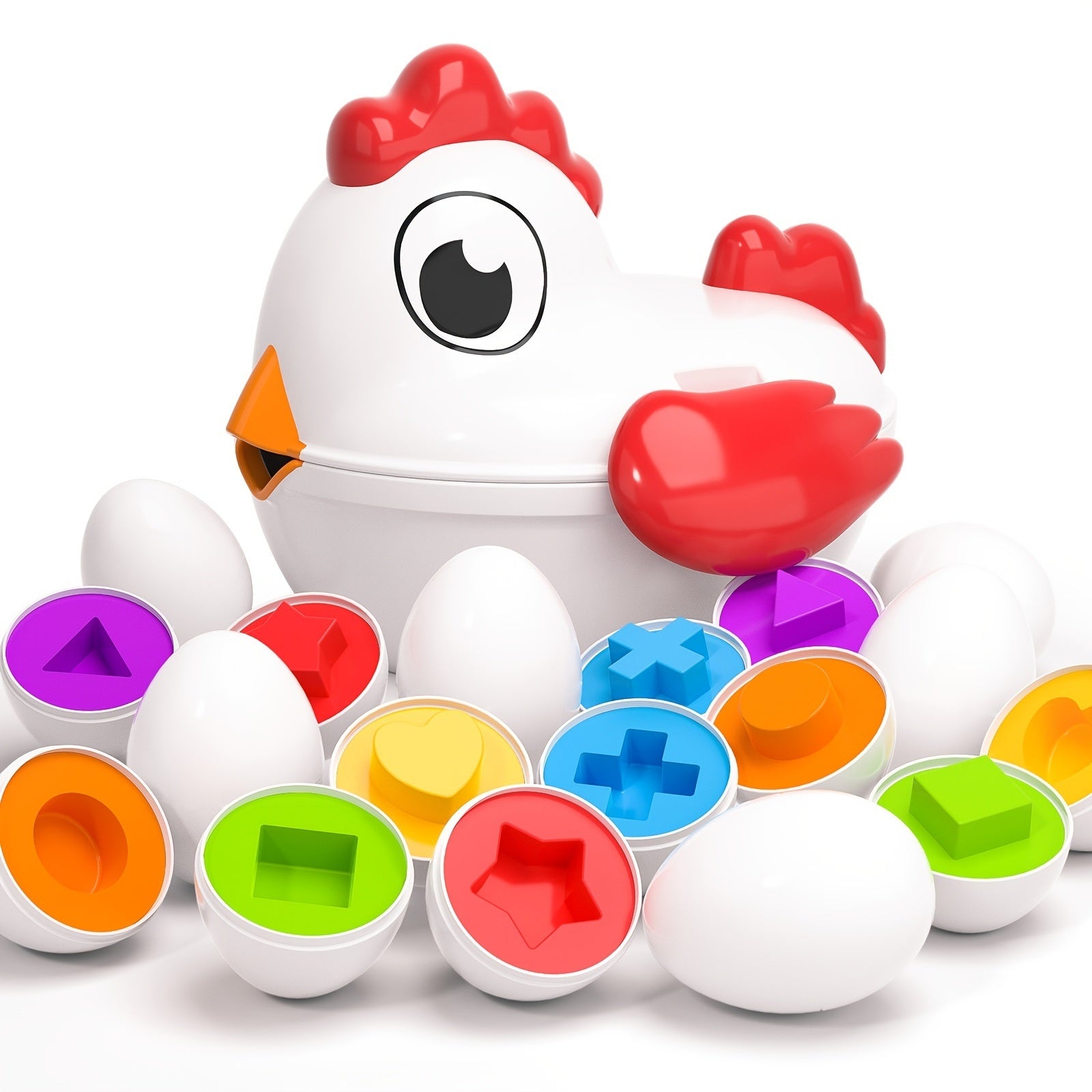 Toddler Chicken Easter Eggs Toys - Color Matching Game Shape Sorter With 6 Toy Eggs For Kids; Montessori Educational Toys Easter Gifts For 3 4 5 6 Girls Boys Baby