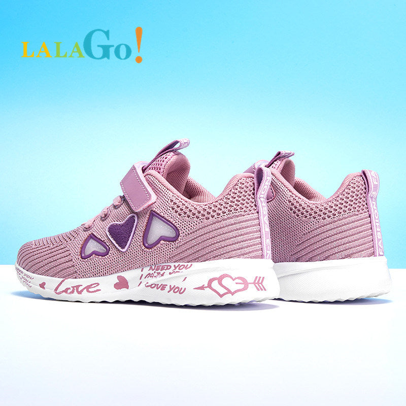 Kids Casual Shoes For Girls Light Mesh Sneakers Kids Autumn Children Fashion Tenis Cute Sport Female Running Sock Footwear
