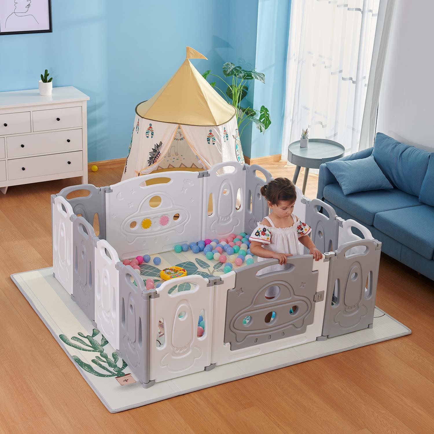 Foldable Baby playpen Baby Folding Play Pen Kids Activity Centre Safety Play Yard Home Indoor Outdoor New Pen
