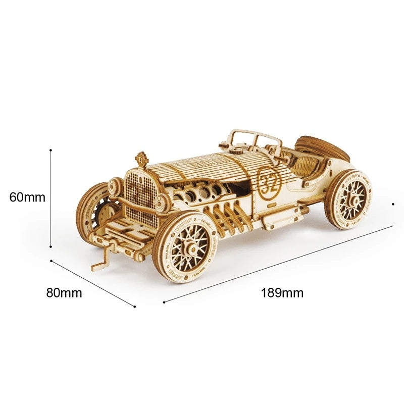 Robotime ROKR Grand Prix Car 3D Wooden Puzzle Game Assemble Racing Car Model Toys for Children Christmas Gifts