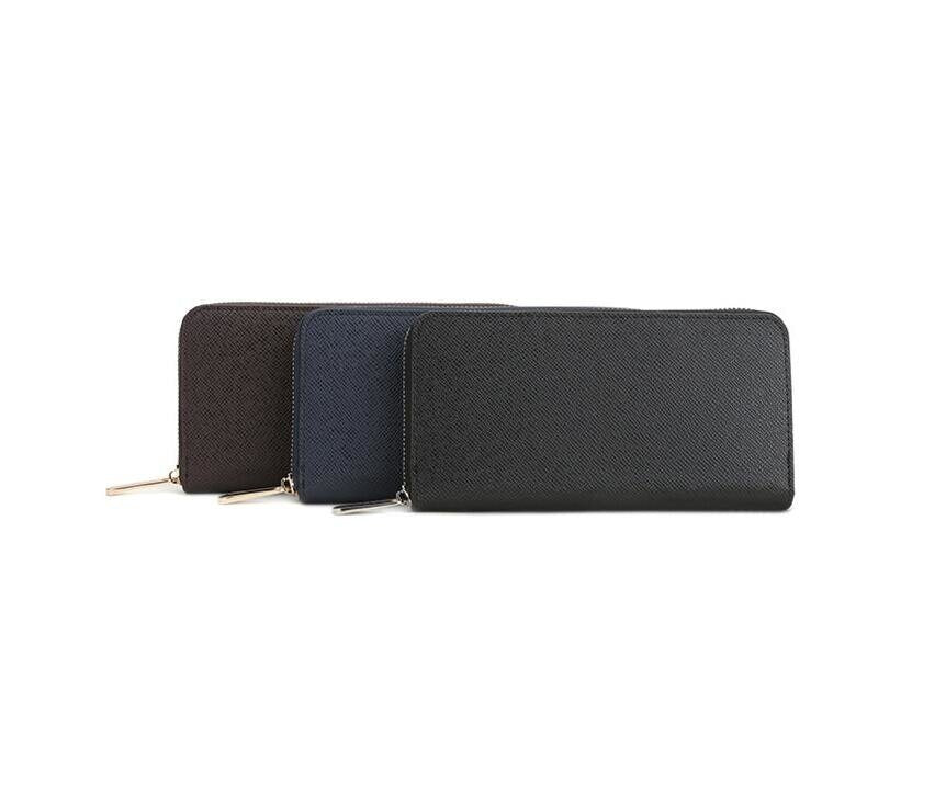 Men Clutch Bag Fashion Leather Long Purse Double Zipper Business Wallet Black Brown Male Casual Handy Bag